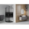 Mexen Rio cabină de duș semirotundă 90 x 90 cm, benzi negre, negru + cadă Flat, negru - 863-090-090-70-20-4170B