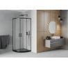 Cabina de duș Mexen Rio semicirculară 90 x 90 cm, mată, neagră + cadă Flat, neagră - 863-090-090-70-30-4170B