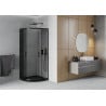 Mexen Rio cabină de duș semirotundă 90 x 90 cm, grafit, negru + cadă Flat, negru - 863-090-090-70-40-4170B