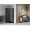 Cabina de duș Mexen Rio semicirculară 90 x 90 cm, grafit, negru + cadă Flat, neagră - 863-090-090-70-40-4170B