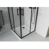 Mexen Rio 90 x 90 cm-es, átlátszó, fekete négyzet alakú zuhanykabin + Flat fehér zuhanytálca - 860-090-090-70-00-4010B