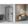 Mexen Rio cabina de duș pătrată 90 x 90 cm, transparentă, neagră + cadă de duș Flat, albă - 860-090-090-70-00-4010B