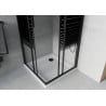 Mexen Rio cabină de duș pătrată 90 x 90 cm, Dungi, Neagră + cadă de duș Flat, Albă - 860-090-090-70-20-4010B
