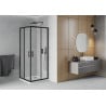 Mexen Rio cabină de duș pătrată 70 x 70 cm, mat, neagră + cadă Flat, alb - 860-070-070-70-30-4010B