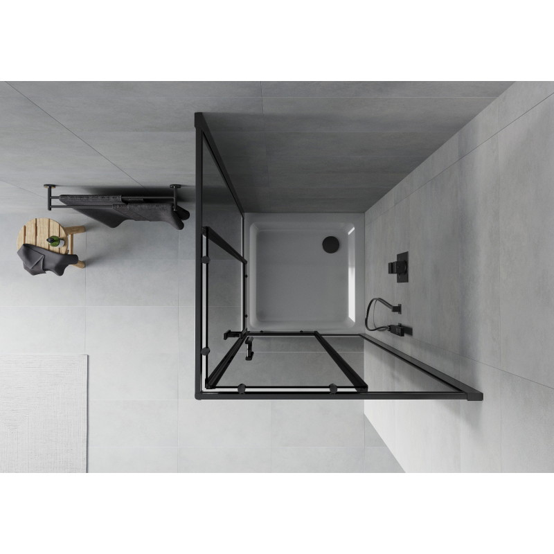 Mexen Rio cabina de duș pătrată 70 x 70 cm, grafit, neagră + cadă Flat, albă - 860-070-070-70-40-4010B