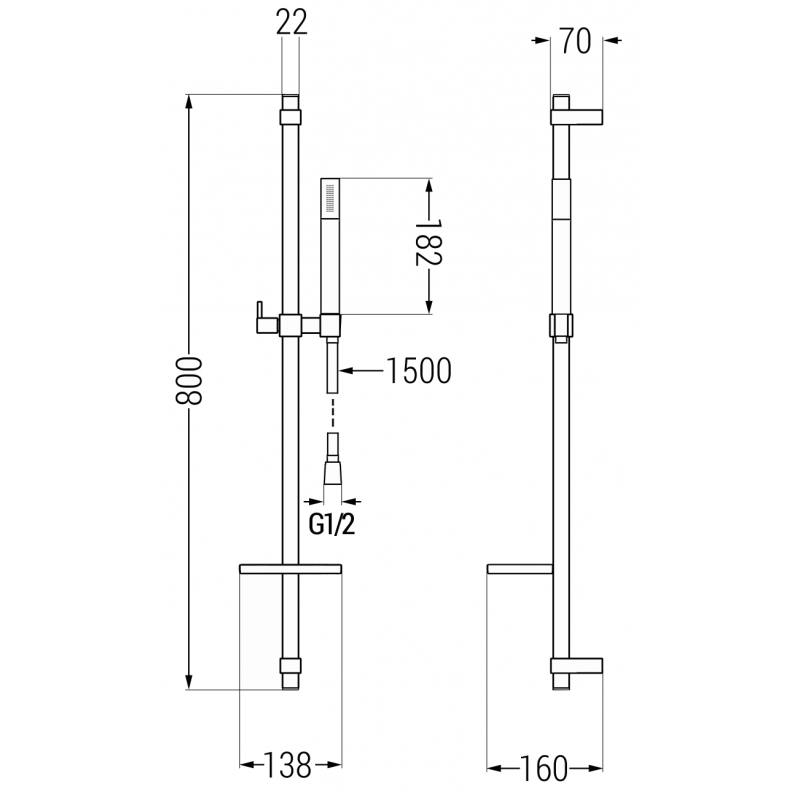 Mexen DQ70 csúszkás zuhanykészlet, króm - 785704581-00
