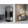 Mexen Rio cabină de duș pătrată 80 x 80 cm, benzi negre, negru + cadă Flat, negru - 860-080-080-70-20-4070B