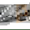 Mexen Rio cabină de duș pătrată 90 x 90 cm, Dungi, Neagră + cadă de duș Flat, Neagră - 860-090-090-70-20-4070B