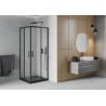 Mexen Rio cabină de duș pătrată 80 x 80 cm, sablat, neagră + cădiță Flat, neagră - 860-080-080-70-30-4070B
