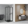 Mexen Rio cabină de duș pătrată 80 x 80 cm, sablat, neagră + cădiță Flat, neagră - 860-080-080-70-30-4070B