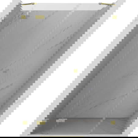 Mexen Lunar uși de duș batante stânga 135 cm, transparent, auriu periat - 834S-135-050-55-00-L