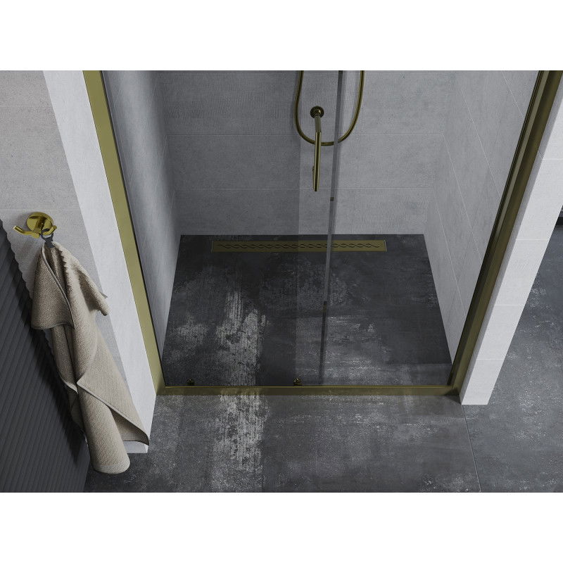 Mexen Apia uși de duș glisante 145 cm, transparente, aurii - 845-145-000-50-00