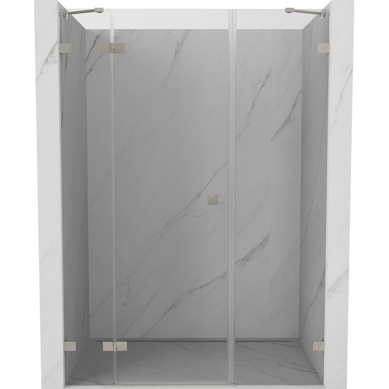 Mexen Lunar balra nyíló zuhanyajtó, 135 cm, átlátszó, szálcsiszolt nikkel - 834S-135-050-97-00-L