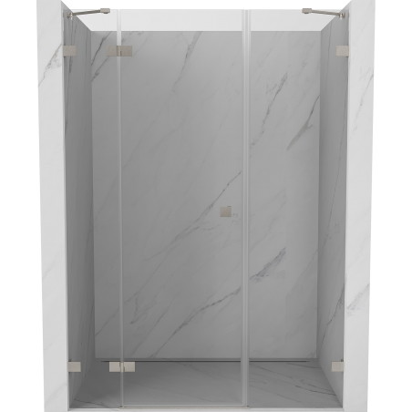 Mexen Lunar balra nyíló zuhanyajtó, 135 cm, átlátszó, szálcsiszolt nikkel - 834S-135-050-97-00-L
