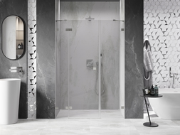 Mexen Lunar balra nyíló zuhanyajtó 150 cm, átlátszó, szálcsiszolt nikkel - 834S-150-050-97-00-L