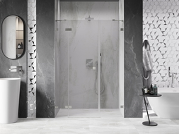 Mexen Lunar zuhanyajtó balra nyíló 155 cm, átlátszó, szálcsiszolt nikkel - 834S-155-050-97-00-L