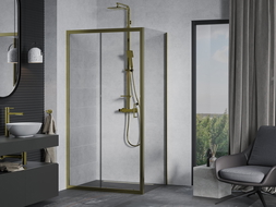 Mexen Apia cabină de duș extensibilă 90 x 80 cm, transparent, Aurie - 840-090-080-50-00