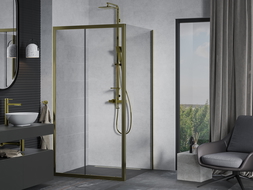 Mexen Apia cabină de duș extensibilă 90 x 90 cm, transparent, Aurie - 840-090-090-50-00