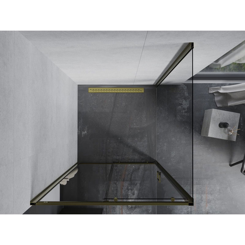 Mexen Apia tolóajtós zuhanykabin 90 x 90 cm, átlátszó, arany - 840-090-090-50-00