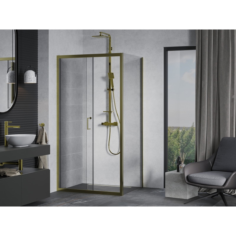 Mexen Apia 95 x 90 cm-es tolóajtós zuhanykabin, áttetsző, arany - 840-095-090-50-00