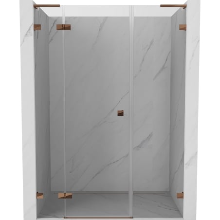 Mexen Lunar L uși de duș batante stânga 130 cm, transparent, aur roz - 834SL-130-050-60-00-L