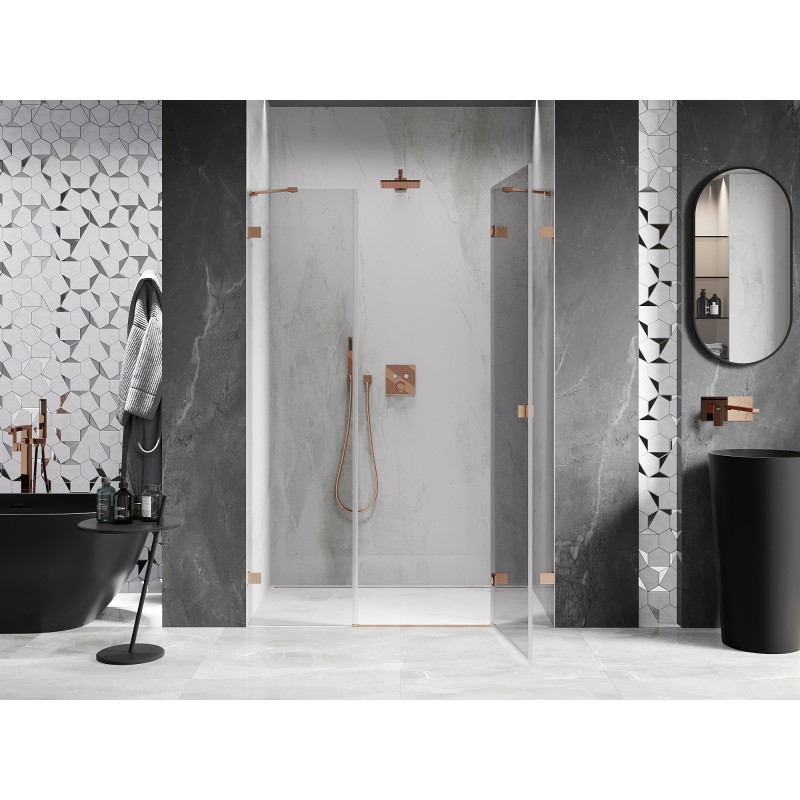 Mexen Lunar ușă de duș batantă dreaptă 155 cm, transparentă, cupru periat - 834S-155-050-65-00-P