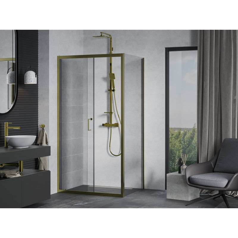 Mexen Apia 115 x 100 cm-es tolóajtós zuhanykabin, átlátszó, arany - 840-115-100-50-00