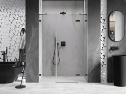 Mexen Lunar ușă de duș batantă dreaptă 145 cm, transparentă, gun metal - 834S-145-050-95-00-P