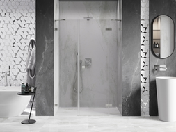 Mexen Lunar ușă de duș batantă dreapta 155 cm, transparentă, nichel periat - 834S-155-050-97-00-P