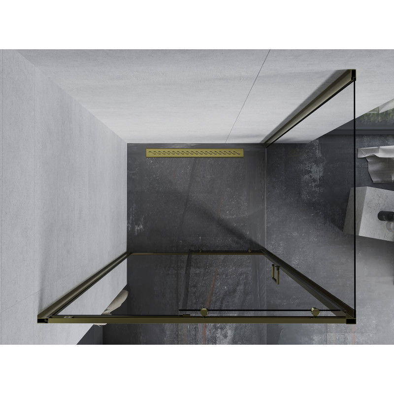 Mexen Apia cabina de duș glisantă 135 x 70 cm, transparentă, aurie - 840-135-070-50-00