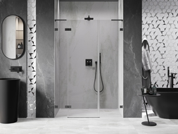 Mexen Lunar L ușă de duș pivotantă stânga 140 cm, transparentă, gun metal - 834SL-140-050-95-00-L