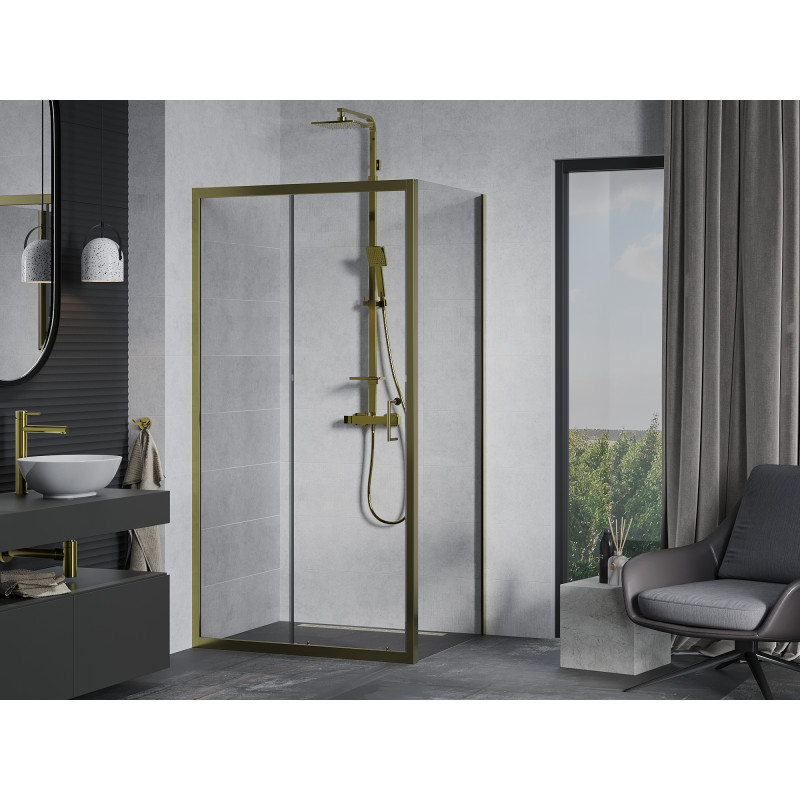 Mexen Apia 135 x 80 cm-es tolóajtós zuhanykabin, átlátszó, arany - 840-135-080-50-00