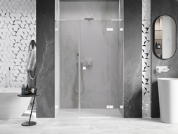 Mexen Lunar L ușă de duș batantă dreaptă 140 cm, transparentă, albă - 834SL-140-050-20-00-P