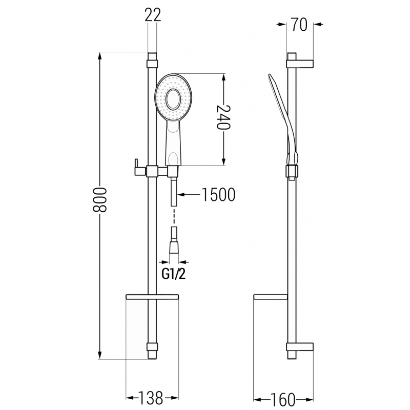 Mexen DQ73 krómozott zuhanykészlet, állítható - 785734581-02