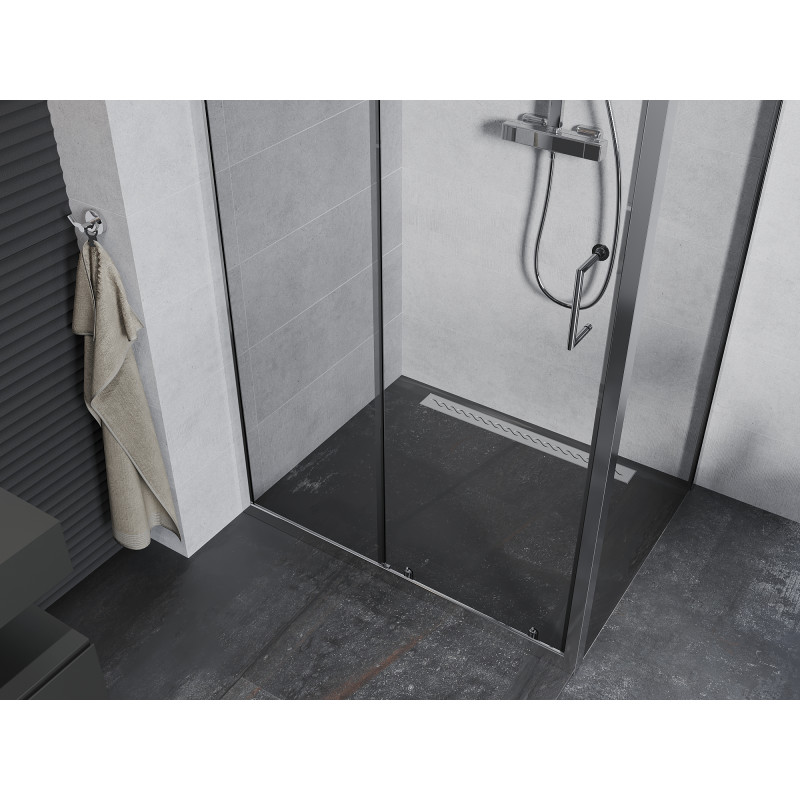 Mexen Apia 125 x 80 cm-es tolóajtós zuhanykabin, átlátszó, króm - 840-125-080-01-00