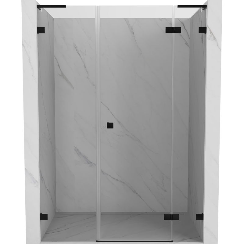 Mexen Lunar L ușă de duș batantă dreaptă 155 cm, transparentă, neagră - 834SL-155-050-70-00-P