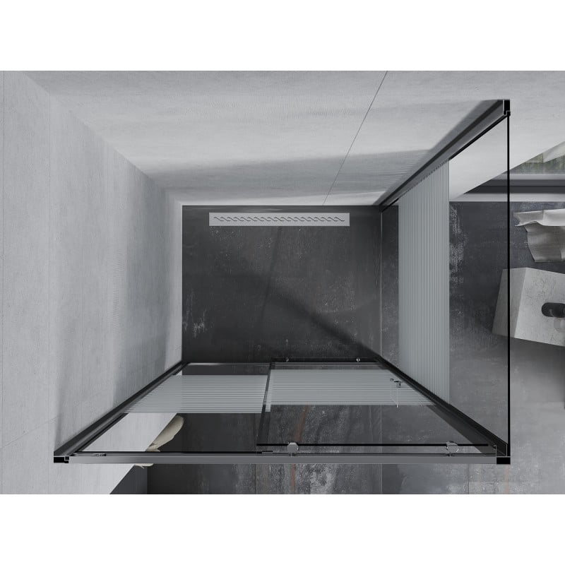 Mexen Apia 135 x 80 cm-es tolóajtós zuhanykabin, fehér sávok, króm - 840-135-080-01-20