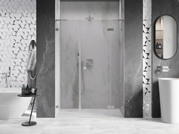 Mexen Lunar L ușă de duș batantă dreaptă 155 cm, transparentă, nichel periat - 834SL-155-050-97-00-P