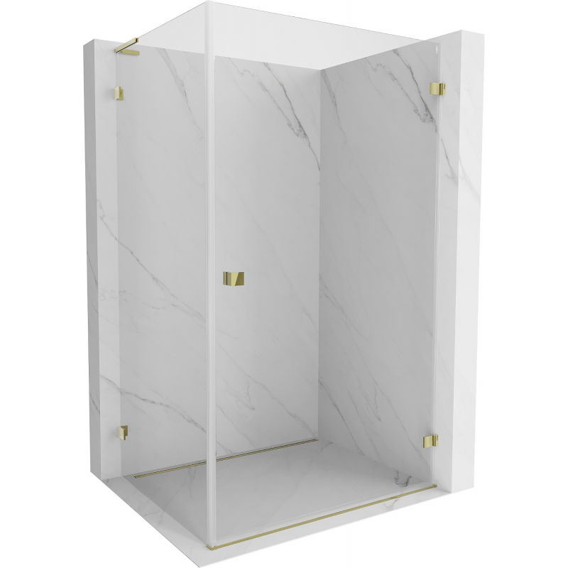 Mexen Lunar-B L cabină de duș pivotantă dreaptă 75 x 70 cm, transparent, auriu - 832L-075-070-50-00-P