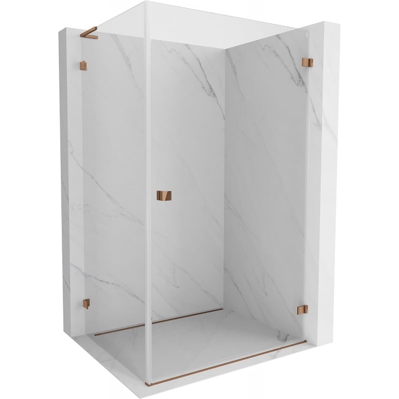 Mexen Lunar-B L cabină de duș rabatabilă dreaptă 80 x 70 cm, transparent, aur roz - 832L-080-070-60-00-P