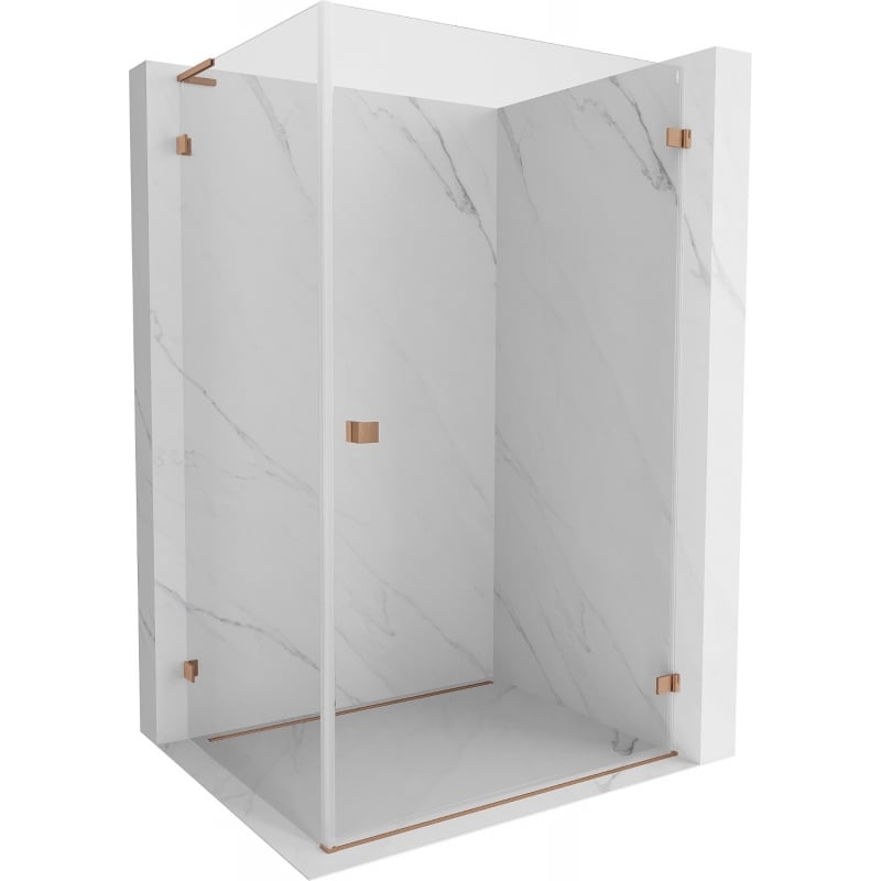 Cabină de duș dreaptă cu deschidere Mexen Lunar-B L 95 x 70 cm, transparentă, cupru periat - 832L-095-070-65-00-P