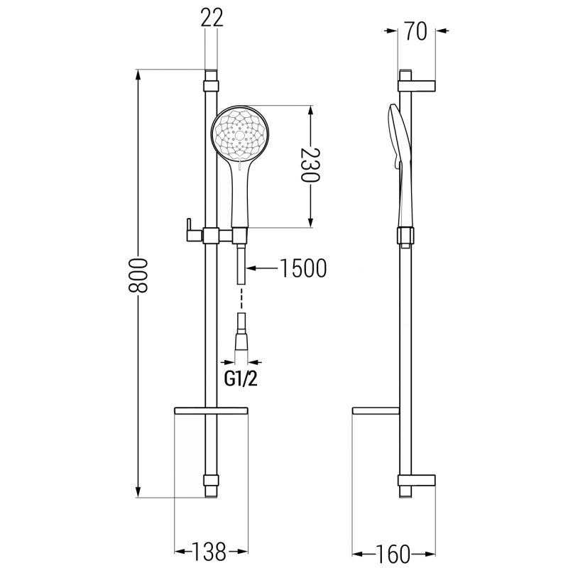 Mexen DQ74 csúszó fekete zuhanyzó készlet - 785744581-70