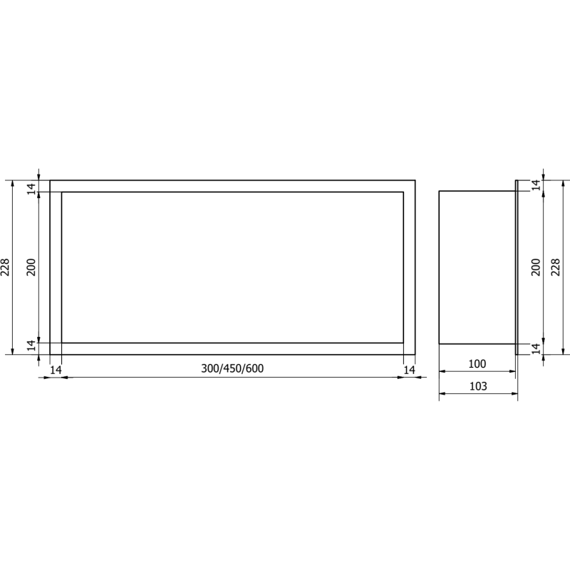 Mexen X-Wall-R fali polc peremmel 30 x 20 cm, fehér - 1920302010