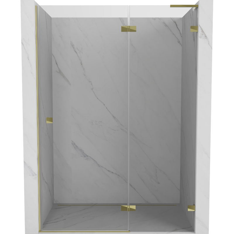 Mexen Lunar L ușă de duș batantă dreaptă 130 cm, transparent, aurie - 834L-130-000-50-00-P
