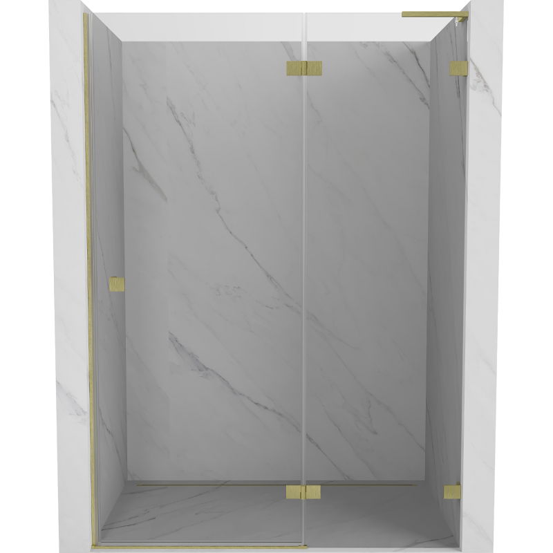 Mexen Lunar L uși de duș batante dreapta 130 cm, transparent, auriu periat - 834L-130-000-55-00-P