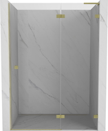Mexen Lunar L uși de duș batante dreapta 140 cm, transparent, auriu periat - 834L-140-000-55-00-P