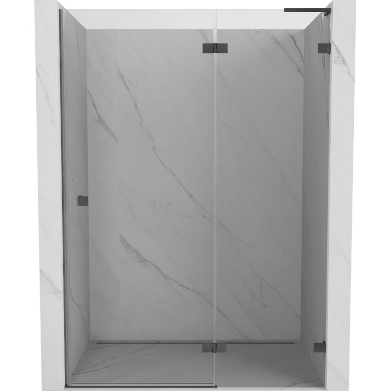Mexen Lunar L ușa de duș batantă dreaptă 135 cm, transparent, gri armă periat - 834L-135-000-66-00-P