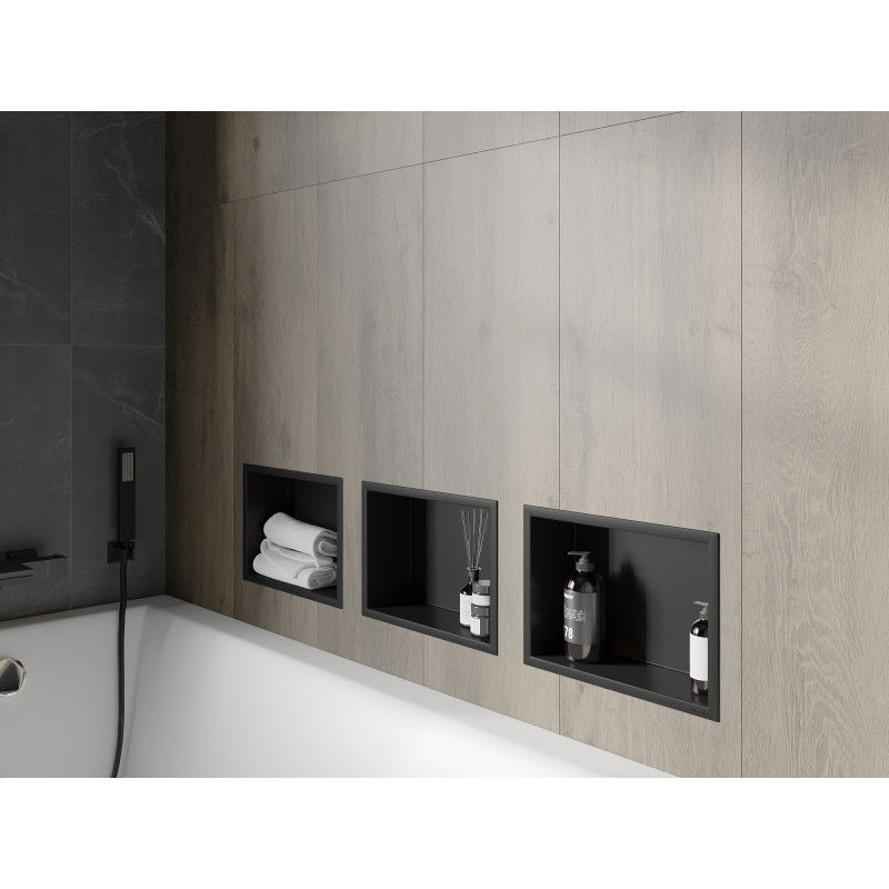 Mexen X-Wall-R raft încastrat cu flanșă 30 x 20 cm, negru - 1970302010