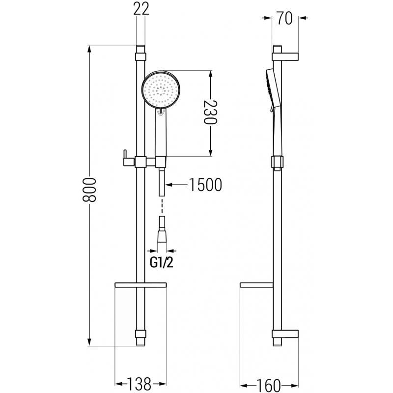 Mexen DQ75 set de duș glisant, crom - 785754581-00