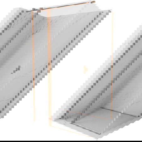 Mexen Mist T cabină de duș cu ușă rabatabilă 90 x 100 cm, transparent, cupru periat - 8A4T-090-100-65-00